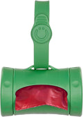 Ubbi Retractable Dog Poop Bag Holder and Dispenser with Silicone Strap Leash Attachment, Includes 2 Rolls of Lavender Scented Leakproof Waste Bags, Green