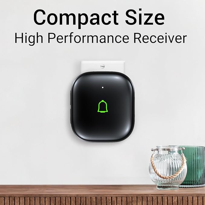 Classroom Doorbell IP66 Wireless Doorbell Door Bell Ringer Wireless Waterproof 1000Ft 32 Chimes 115dB 7 Vol Levels Mute Mode & LED Flash Doorbells for Home Kids Room Teachers Classroom Office