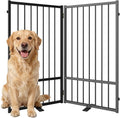 Full Metal Freestanding Dog Gate with Door, 36''Height Foldable Pet Dog Fence for Indoor & Outdoor, 2 Panels Extra Wide Free Standing TallDog Gates for Doorways,House,Stairs,Porch,Deck,Yard