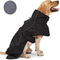 Barkworthies Dog Raincoat - Waterproof Winter Jacket with Velvet Inner, Reflective Strip, Black XS