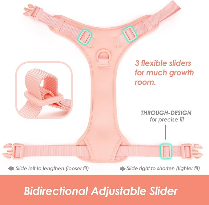 No Pull Dog Harness, Puppy Vest with Front Clip for Small Medium Large Sized Dog(Light Pink,M)