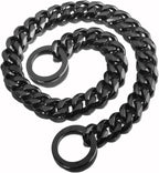 Black Dog Chain Collar 11mm/15mm/19mm Cuban Link Chain Dog Collar Chew Proof Dog Chain Collar Walking Training for Small Medium Large Dogs 12-26inch(15mm,20inch)