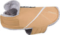 VIVAGLORY Snowrap Dog Coat, Jacket with Harness Hole, Dog Coat for Winter & Cold Weather, Fluffy Warm Fleece Lined Reflective Water Resistant for Puppy, XS, Khaki