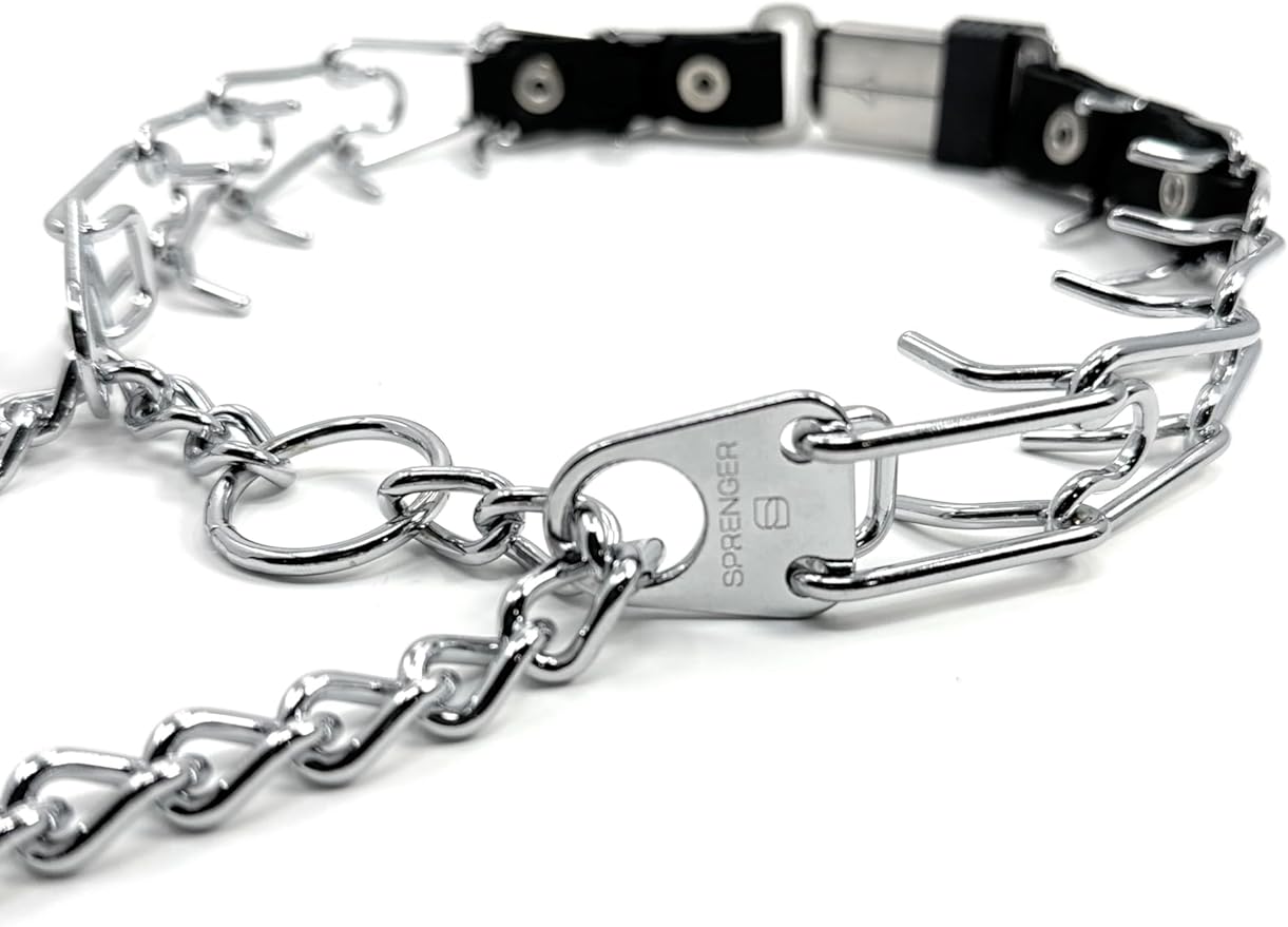 Herm Sprenger 2.25mm Prong Collar for Dog Training with Adjustable Length & Easy Quick Release Cliclock & Swivel Ring for Small/Medium Dogs (13-19" Neck)