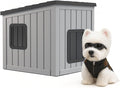Dog House Small Dog Houses Outdoor with Sloped Roof Waterproof Ventilated Design Easy to Clean Elevated Floor Easy Assembly for Middle Sized Dogs(Grey 24.65"*21.5"*22.21")