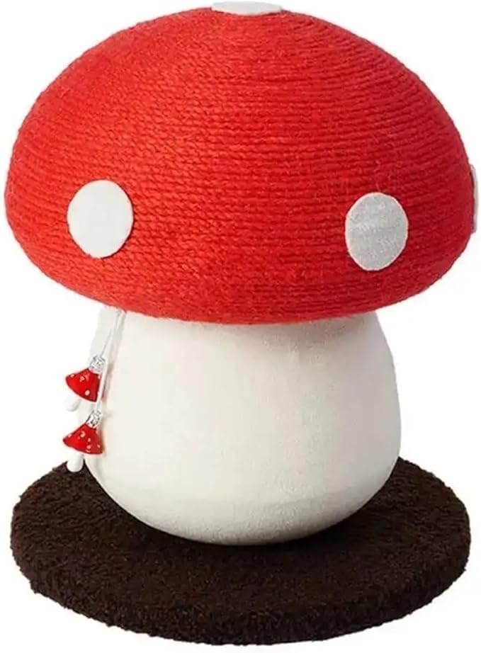 Mushroom Cat Climbing Frame, Sisal Scratch Column with Standing Scratch Board & Sisal Ball Cat Tree(Toy)