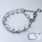 Chrome Plated Prong Dog Collar,no Pull Dog Prong Collar with Spikes,Choke Collar for Dogs Pinch Training Collar (3.5 * 24in)