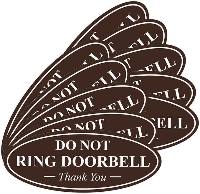 All Quality Oval DO NOT Ring DOORBELL Thank You Sign - Dark Brown Large 10 Pack