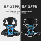 BARKBAY No Pull Dog Harness Front Clip Heavy Duty Reflective Easy Control Handle for Large Dog Walking(Blue camo,L)