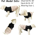 Dog Winter Puffer Jacket, Warm and Water-Resistant Coat with Leash Ring, Stylish Color Block Design for Small to Medium Dogs (Beige, Medium)