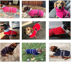 Geyecete Dachshund Sweaters, Dachshund Coat Perfect Dog Winter Coat with Padded Fleece Lining and High Collar, Dog Snowsuit with Adjustable Bands - Blue - L