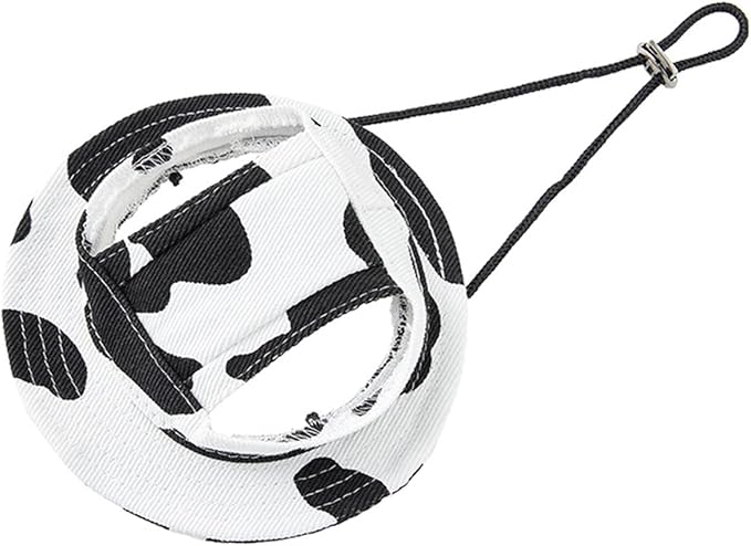 Round Brim Princess Hat Visor Hat Pet Dog Mesh Porous Sun Hat with Ear Holes for Small, Extra Small Dog Teddy, Pug, Chihuahua, Shih Tzu, Yorkshire Terriers, Papillon W-Black L