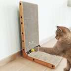 20" L-Shape Couch & Wall Cat Scratch Protector - Vertical Cat Scratcher and Scratching Post for Indoor Cats, Leans Against Furniture with Bell, Catnip & Toy Wand, High-Strength Cardboard