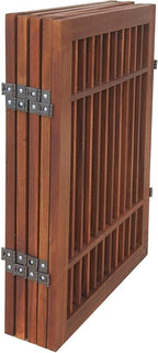 Urnporium Pet Dog Gate Freestanding, Strong Durable Folding Wooden Fence, Portable Acacia Hardwood Safety Barrier for Indoor & Outdoor Use (Brown Pet Gate, 5 Panel 24" Tall)
