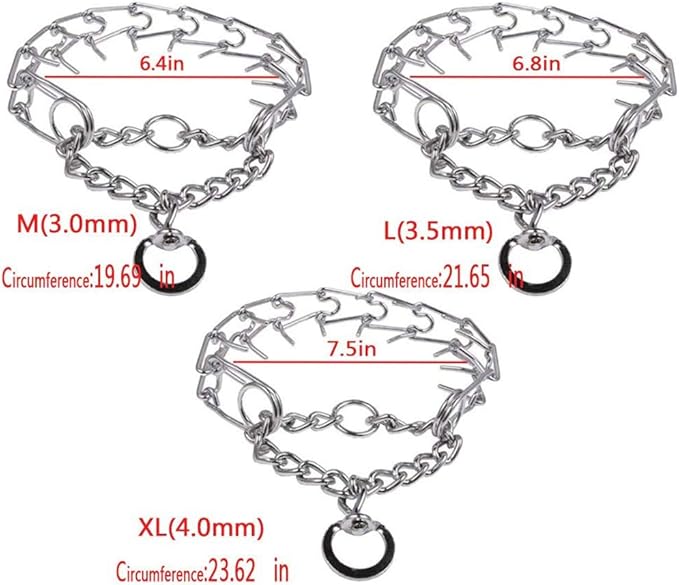 Darkyazi Durable Pinch Collar Stainless Steel Dog Adjustable Pet Training Collar for Medium Large Dogs (Medium (Pack of 1), Silver)