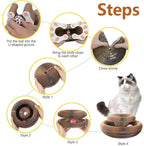 Kitty Curlz Cat Scratcher for Indoor Cats - Magic Organ Interactive Cat Toy with Bell Ball, Upgraded Durable Cardboard Scratching Board for Cats & Kittens, Anxiety Relief