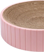 Round Cat Scratcher Durable 31Cmx31Cmx6cm Sofa Protector Detachable Nest Bed Cat Scratching Board Bed Scratch Board for Rest Kitty Kitten, Pink