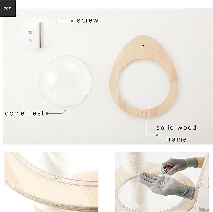 Transparent Space Capsule Dome Cat Bed for Floot to Ceiling Cat Tree Parts, Dia 11.8 Inches
