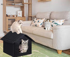 Cat Houses for Outdoor Cats, Weatherproof Outdoor House for Feral Cats, Warm Stable Stray Cats Shelter in Winter Black Large