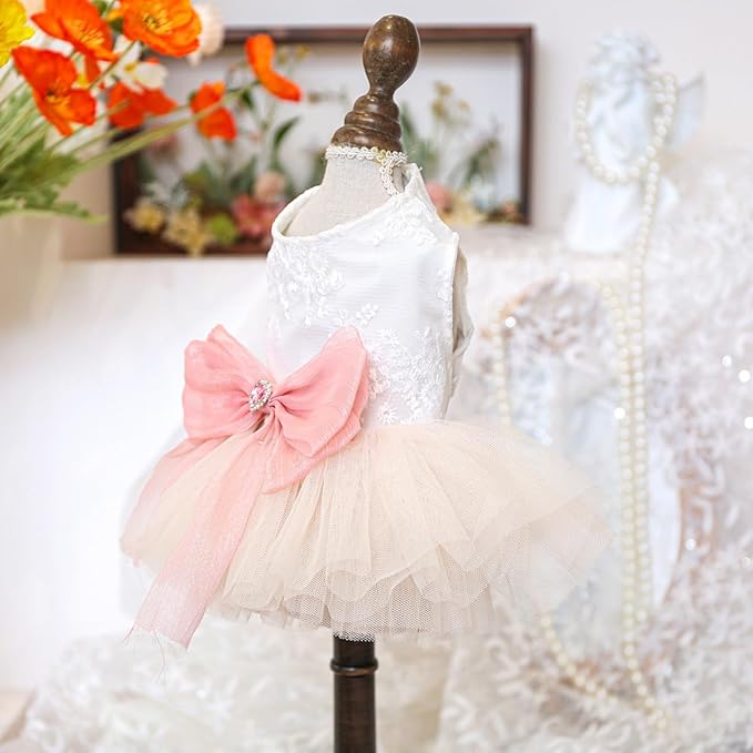 Fashion Sweet Puppy Dog Blingbling Princess Skirt Pet Dog Lace Cake Camisole Tutu Dress E-Pink XL