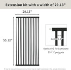 Lumizone Extra Tall Cat Gate Extension Kit 55.12" High Pressure Mounted 2025 New 29.52" Extra Wide 1.37" Gap No Drilling Tall Pet Gate for Dogs (Black, 55.12" H x 29.52" W, Extension)