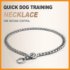 Luxury Flat Chain Design Professional Training Chain Collar, Stainless Steel Dog Training Collar, Professional Flat Chain Design, Mirror Polished (Large：22in x 4mm(Neck max 20in))