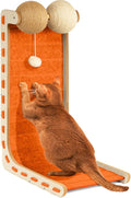 Cat Scratcher Felt Cat Scratch Pad for Cats with Sisal Balls Cat Scratching Board Large Scratchers for Indoor Adult Cat Scratching Furniture Protector Post Toy L Shape 28.4 Inch Orange