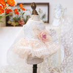 Fashion Sweet Puppy Dog Blingbling Princess Skirt Pet Dog Lace Cake Camisole Tutu Dress G-White-1 L