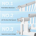 51.18 Inch Extra Tall Pet Gate, 29.5-43" Adjustable Wide Auto Close Dog Gates, Pressure Mounted Walk Through Tall Cat Gate for Doorways,Hallway,Stairs（White）