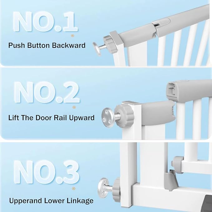 51.18 Inch Extra Tall Pet Gate, 29.5-43" Adjustable Wide Auto Close Dog Gates, Pressure Mounted Walk Through Tall Cat Gate for Doorways,Hallway,Stairs（White）