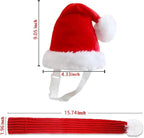 Inscape Data Christmas Dog Santa Hat with Adjustable Scarf, Red Knit Scarf with White Pompom Ball, Dog Winter Neck Warmer, Christmas Party Dressup
