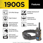 Dogtra 1900S Ergonomic 3/4-Mile IPX9K Waterproof High-Output Remote Dog Training E-Collar