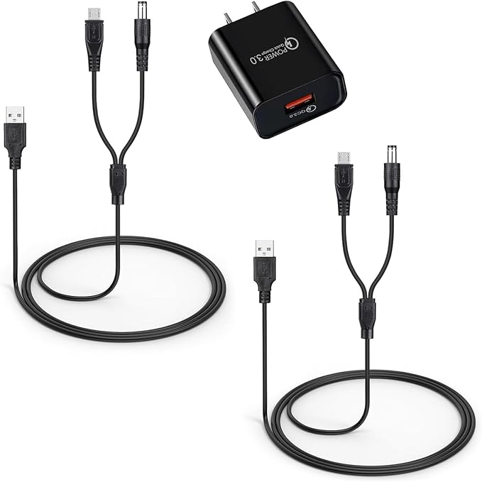 2-Pack Dog Shock Collar Charger for Bousnic Training Collar, USB Charging Cable with 1-Pack Power Adapter