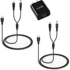 2-Pack Dog Shock Collar Charger for Bousnic Training Collar, USB Charging Cable with 1-Pack Power Adapter