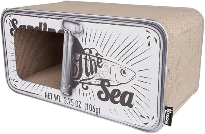 Sardine Cardboard Cat Scratcher, 60 x 30 x 30 cm, White