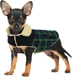 Winter Coat for Small and Medium Dogs, Puppy Plaid Jacket, Cotton Coat for Cold Weather, Windproof Warm Dog Garments, Pet Thickened Outfits Indoor Outdoor, Green XS