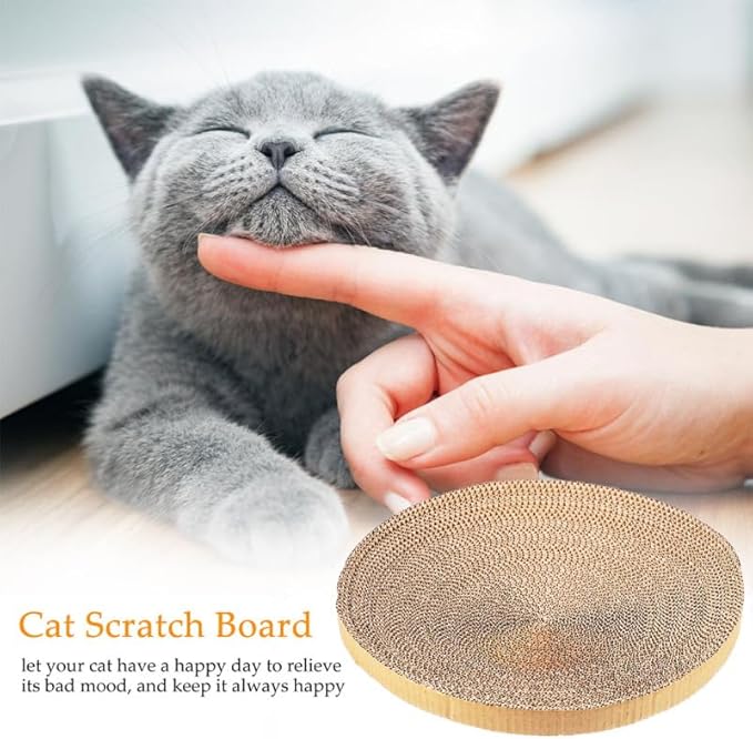 POPETPOP 13.6 Inch Round Cat Scratcher Refill - Large Cardboard Scratch Pad Recycled Corrugated Cardboard Core for Indoor Kitten Cat, Replaceable Scratching Bowl Insert