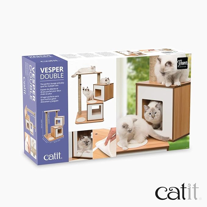 Vesper Cat Tree, Double, Walnut, 52048