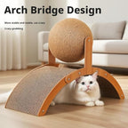 Interactive Cat Scratcher, Cat Scratching Post Design with Arch Bridge Balls-Stylish Cat Scratching Board, Natural Sisal Scratcher Ball, Fun and Engaging Scratching Post for and Exercise