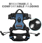 BARKBAY No Pull Dog Harness Front Clip Heavy Duty Reflective Easy Control Handle for Large Dog Walking(Navy,XS)