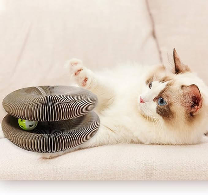 Cat Toy, Cat Scratcher, Reversible Infinity Style Magic Organ, Scratch-Resistant and Abrasion-Resistant, Foldable Cat Toys for Indoor Cats