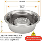 Neater Pet Brands Stainless Steel Slow Feed Dog Bowl for Fast Eating Small Breeds, Metal Slow Feeder Dog Bowl Fits in Cat & Small Neater Feeders, for Puppy or Dogs (< 15 lbs), 3/4 Cup Food Capacity