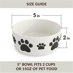Ceramic Dog Bowls for Small Size Dog - 5'' Round × 2 Tall Dog Food Bowl & Water Bowl Set of 2 - Small Dog Bowls with Anti-Slip Rings - 2 Cups Food and Water Bowls for Dogs and Cats