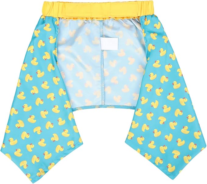 HDE Dog Swim Trunks Hawaiian Board Shorts Beach Pool Swimsuit for XS to XXL Dogs Teal Rubber Ducks - M
