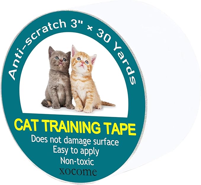 Anti Cat Scratch Deterrent Tape, 3'' x 30 Yards Anti Scratch Training Adhesive Tape for Cats, Transparent Double Sided Cat Training Tape,Furniture, Couch, Door Protector