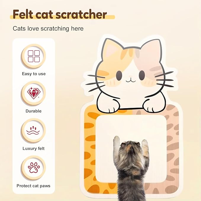 Wall Mounted Cat Scratcher, 2025 New Cat Scratcher Mat, Wall & Floor Cat Scratcher Pad, Self-Adhesive Cat Scratching Mat, Trimmable Self-Adhesive Carpet, Cats Scratchers for Indoor Cats (Colourful-D)