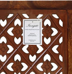 Wooden Foldable Pet Dog Safety Gate - 4 Panels Lattice 20 W x 24 H - Hand Carved Solid Wood & MDF - Free Standing Portable Indoor Doorway Hall Stairs Puppy Fence - Assembled - Antique Brown - IRONGATE