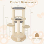 Tangkula Wood Cat Tree, 59 Inch Multi-Level Cat Tower with Top Padded Perch, Hammock, 3 Platforms & Sisal Scratching Posts, Large Modern Cat Tree Tower for Indoor Cats Kittens (59 Inch)