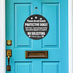 Muktoujaumai Do Not Ring Bell Sign, No Soliciting Round Hanging Sign Decor, Wall Decorations Wood Sign for Home, Yard, Front Door, Gift for Dog Lover Mom Dad, Please Do Not Knock