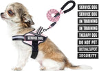 Service Dog Vest Harness and Leash Set, Animire in Training Dog Harness with 10 Dog Patches, Reflective Dog Leash with Soft Padded Handle for Small, Medium, Large, and Extra-Large Dogs (Pink,XS)
